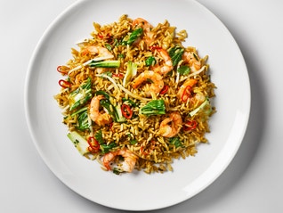 Wok med reker, ingefær og soya